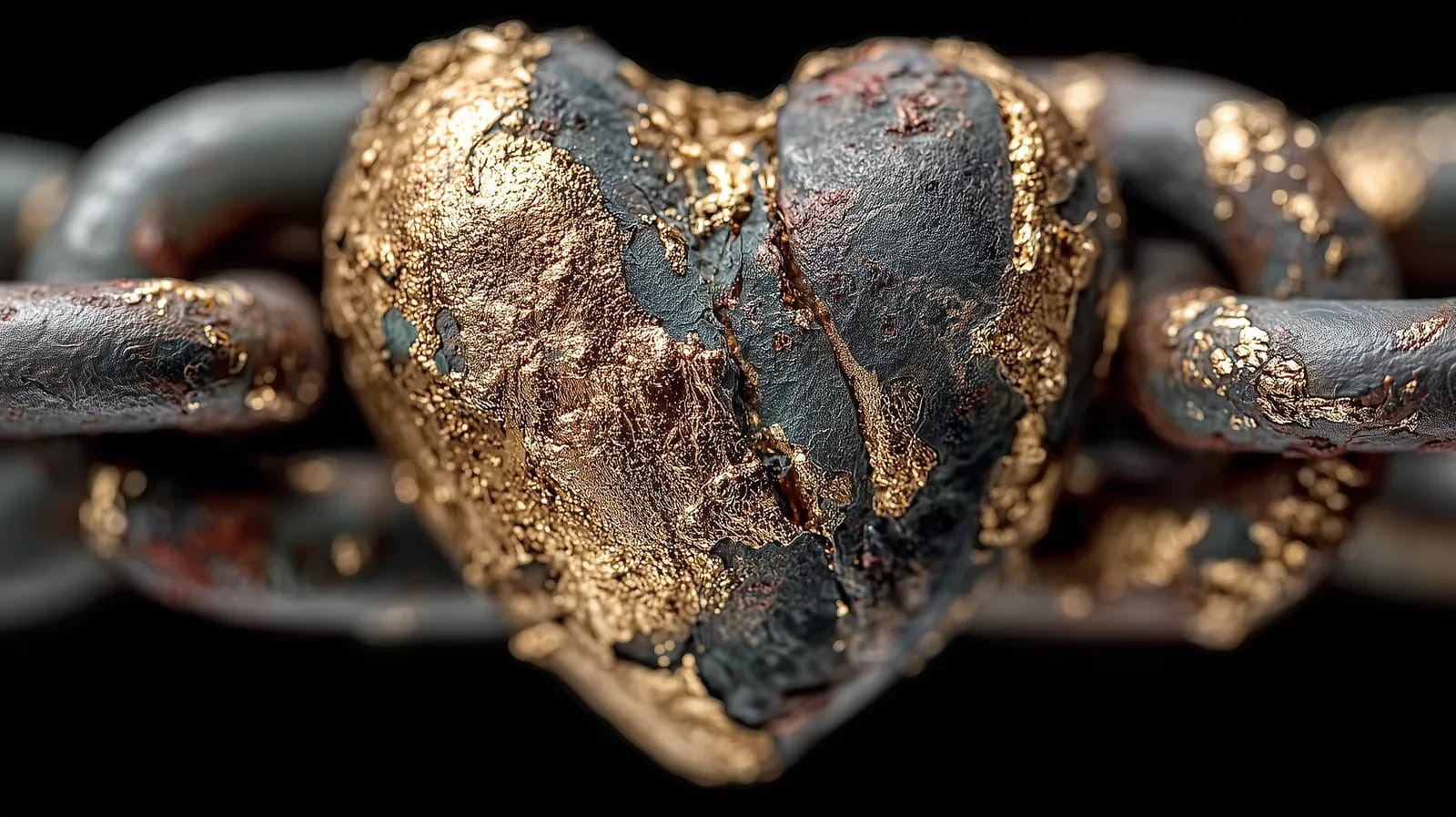 Un corazón de oro y hierro, atrapado entre los eslabones de una cadena.